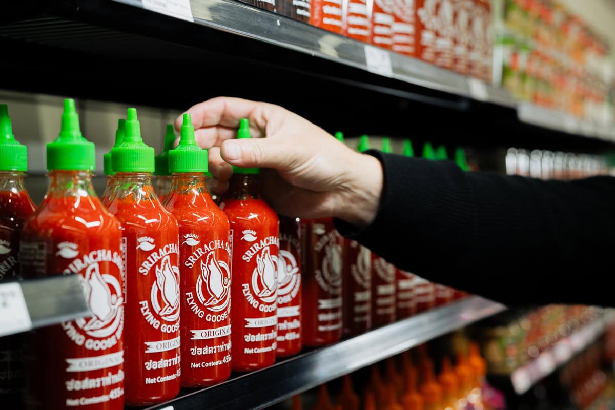 Sriracha Hot Chilli Sauce On A Shelf